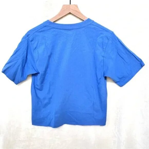 NWOT Light Blue Betty Boop Motorcycle Cropped Tee - Picture 2 of 3